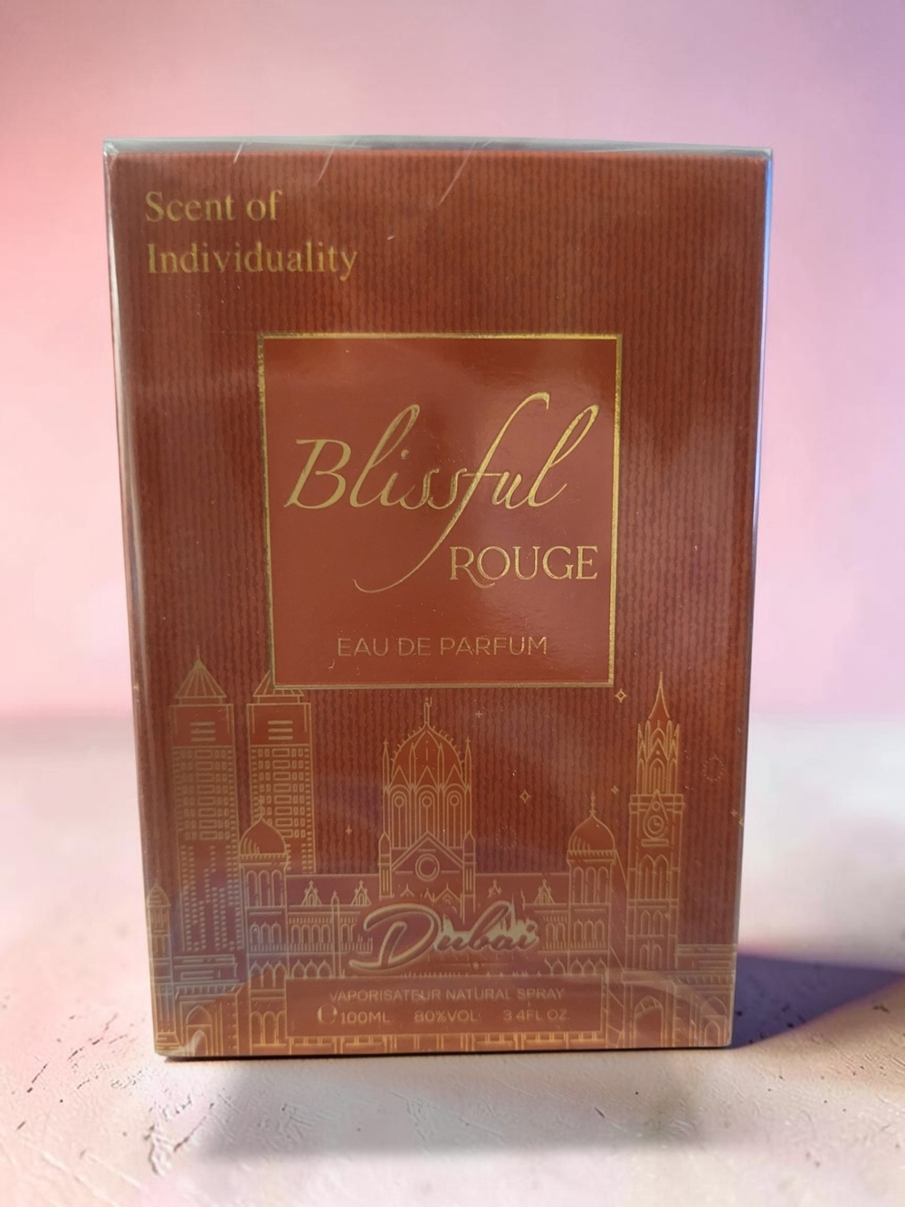 Dubai Fragrance Box - Deep Red with Gold Accents
